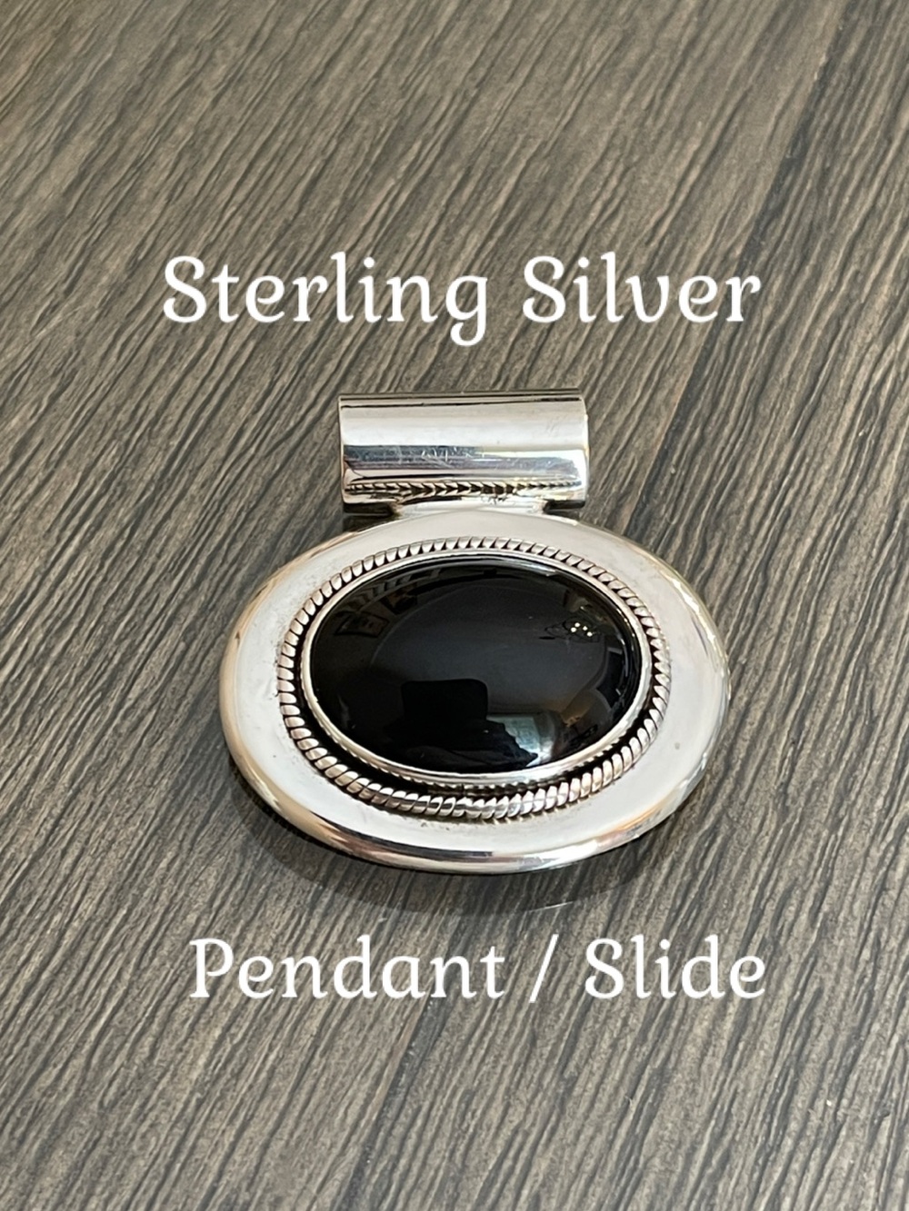 Vintage Sterling Silver Modernist Oval Sterling Silver Pendant / Slide